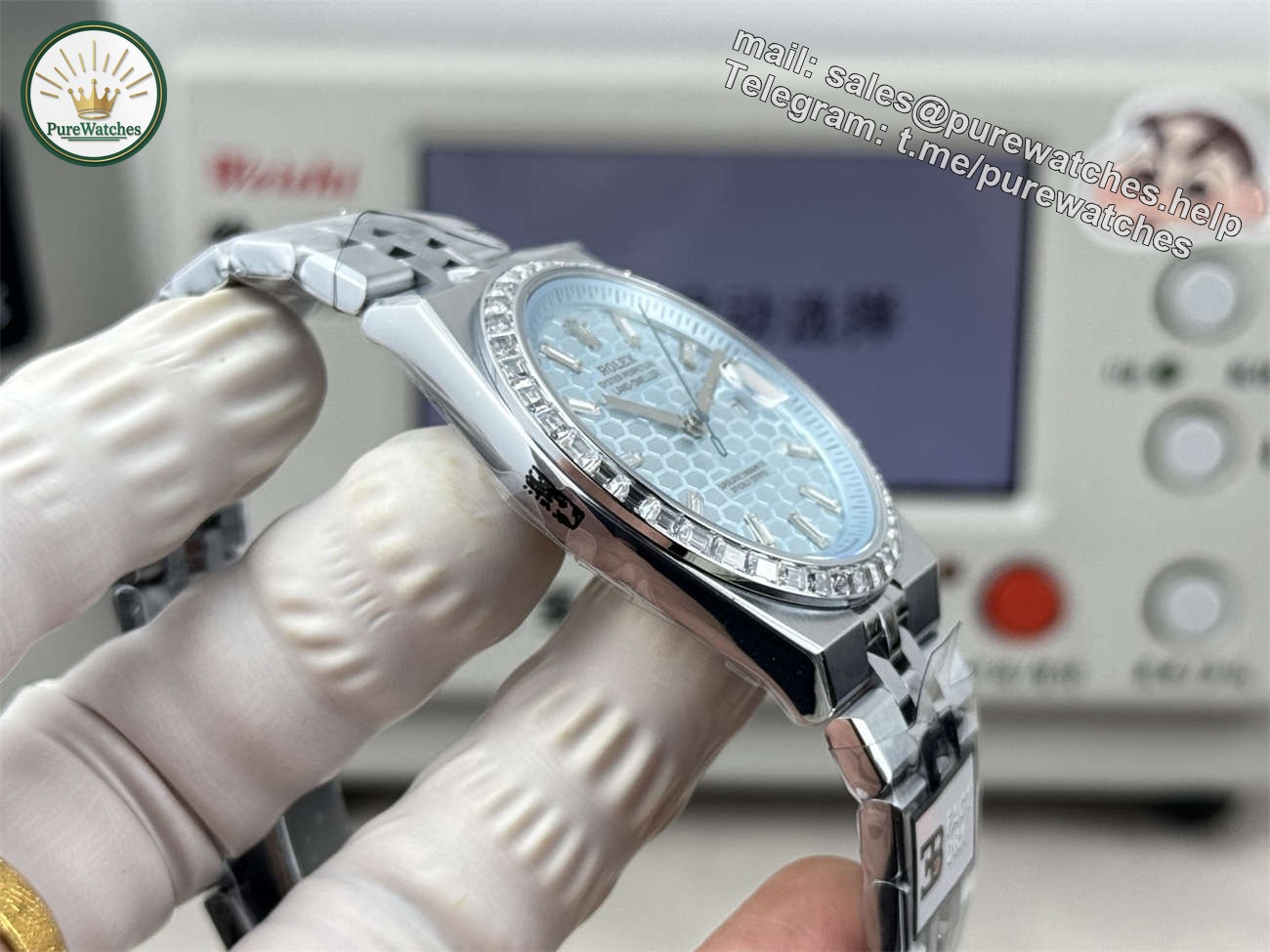 3B Factory Rolex Land-Dweller 127386TBR-0001 Replica ?C Platinum Look, Diamond Bezel & 163g Full Weight - Image 7