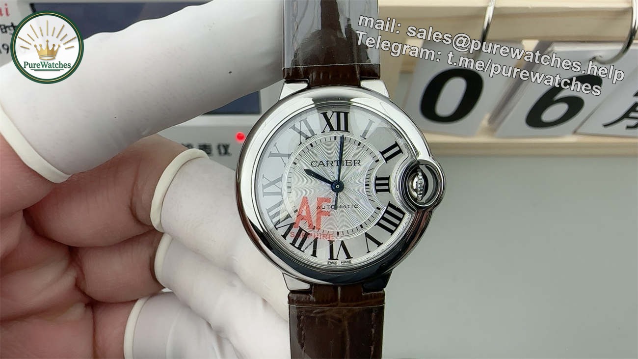 AF Factory Cartier Ballon Bleu Replica – 33mm Quartz with Brown Leather Strap