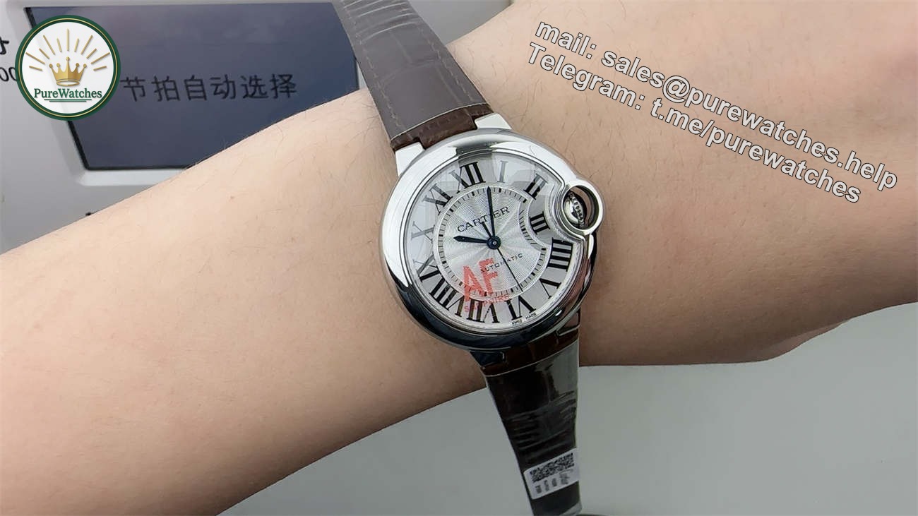 AF Factory Cartier Ballon Bleu Replica – 33mm Quartz with Brown Leather Strap - Image 5