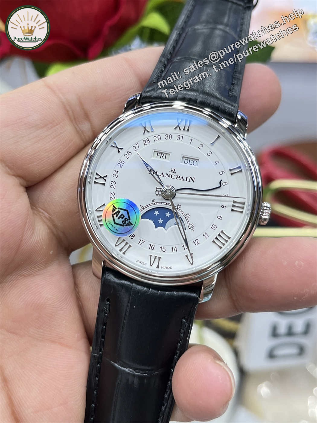 Blancpain Villeret 6654 Moonphase (Steel) – APS Factory Clone 6654 Movement - Image 4