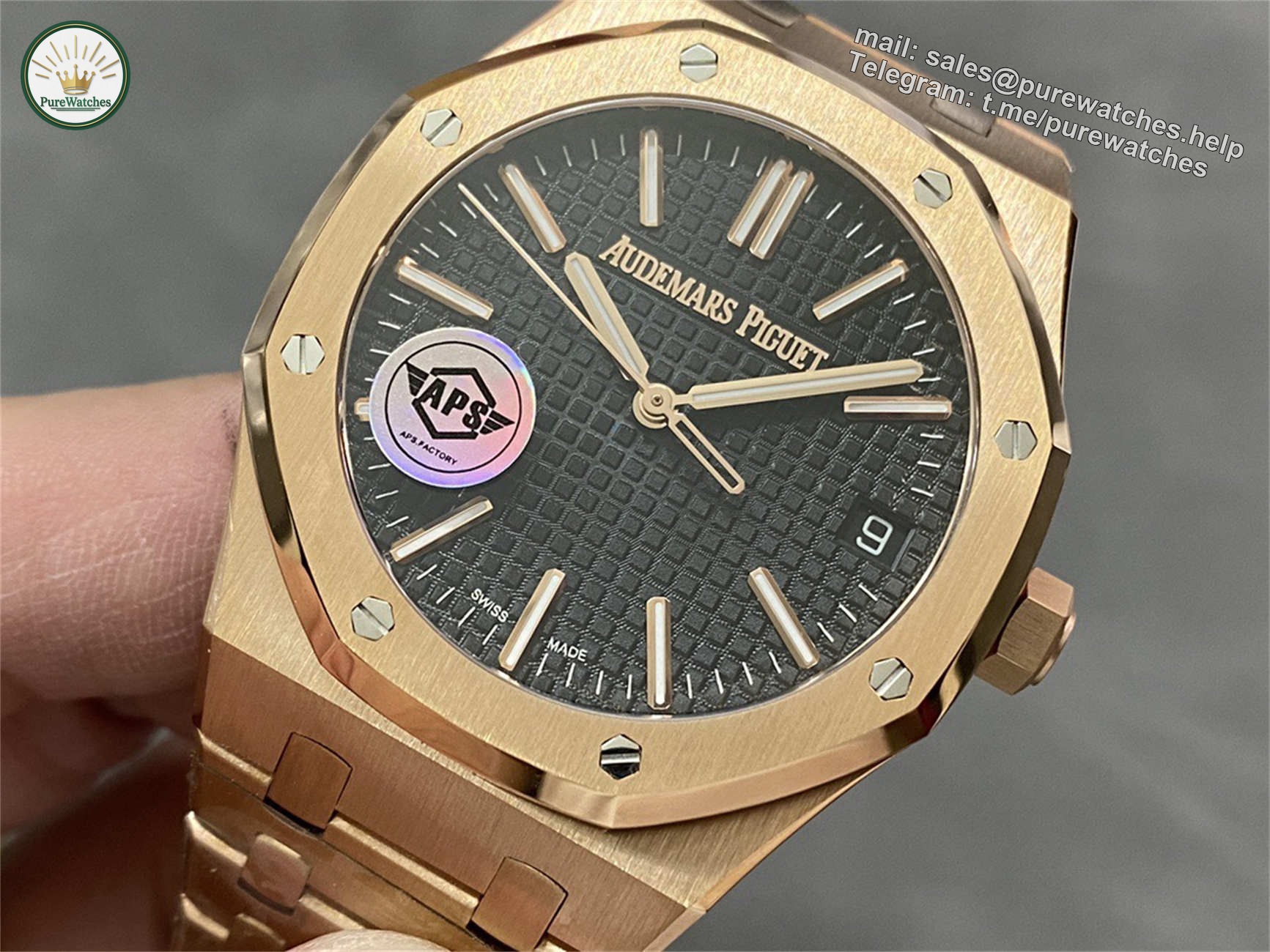 Audemars Piguet 15510OR – Royal Oak 41mm Rose Gold Black Dial by APS Factory - Image 3