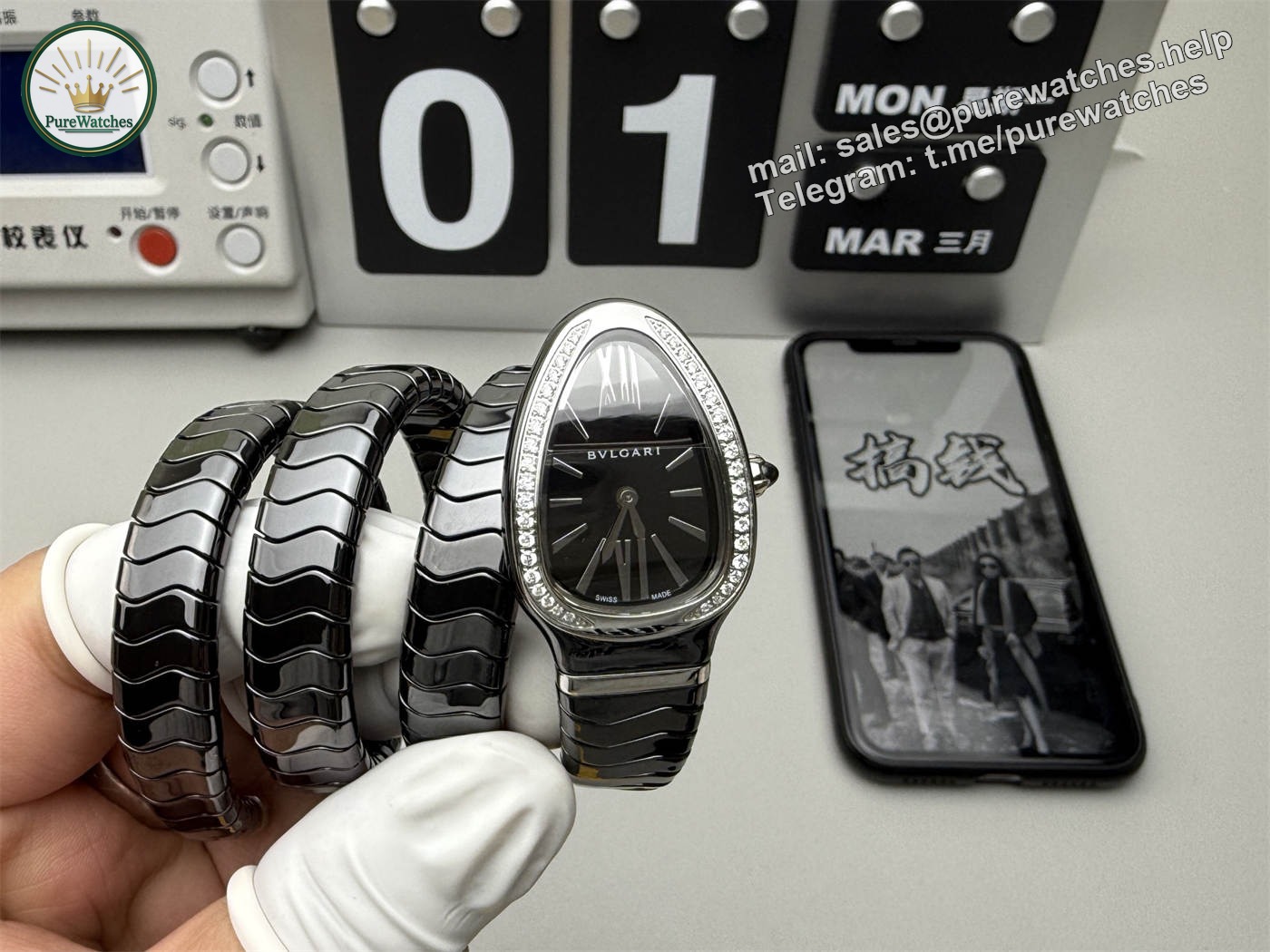 Bvlgari Serpenti 102803 Replica – Black Diamond Ceramic Watch