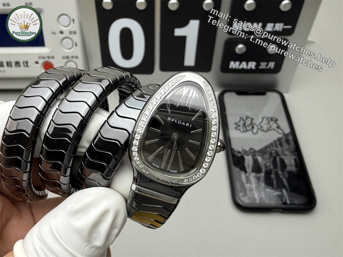 Bvlgari Serpenti 102803 Replica – Black Diamond Ceramic Watch - Image 3