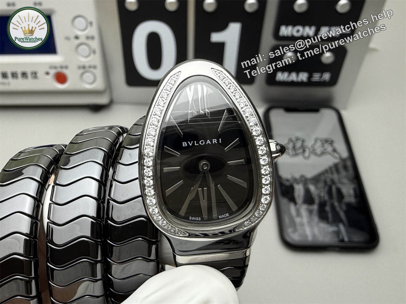 Bvlgari Serpenti 102803 Replica – Black Diamond Ceramic Watch - Image 2