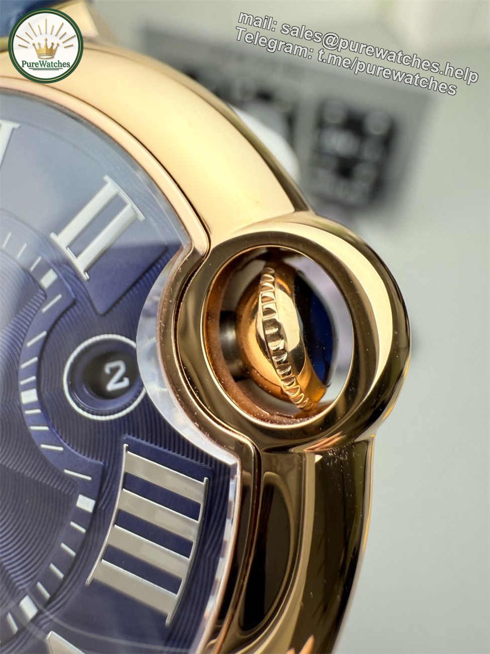 AF Factory Cartier Ballon Bleu 42mm Rose Gold Replica – Blue Dial (Automatic) - Image 4