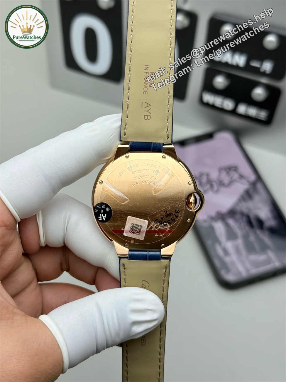 AF Factory Cartier Ballon Bleu 42mm Rose Gold Replica – Blue Dial (Automatic) - Image 7