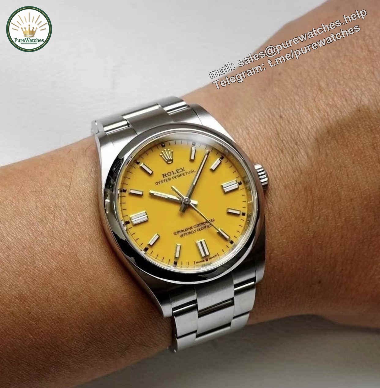 Clean Factory 134300-0007 – 41mm Yellow Dial Oyster Perpetual Replica - Image 4