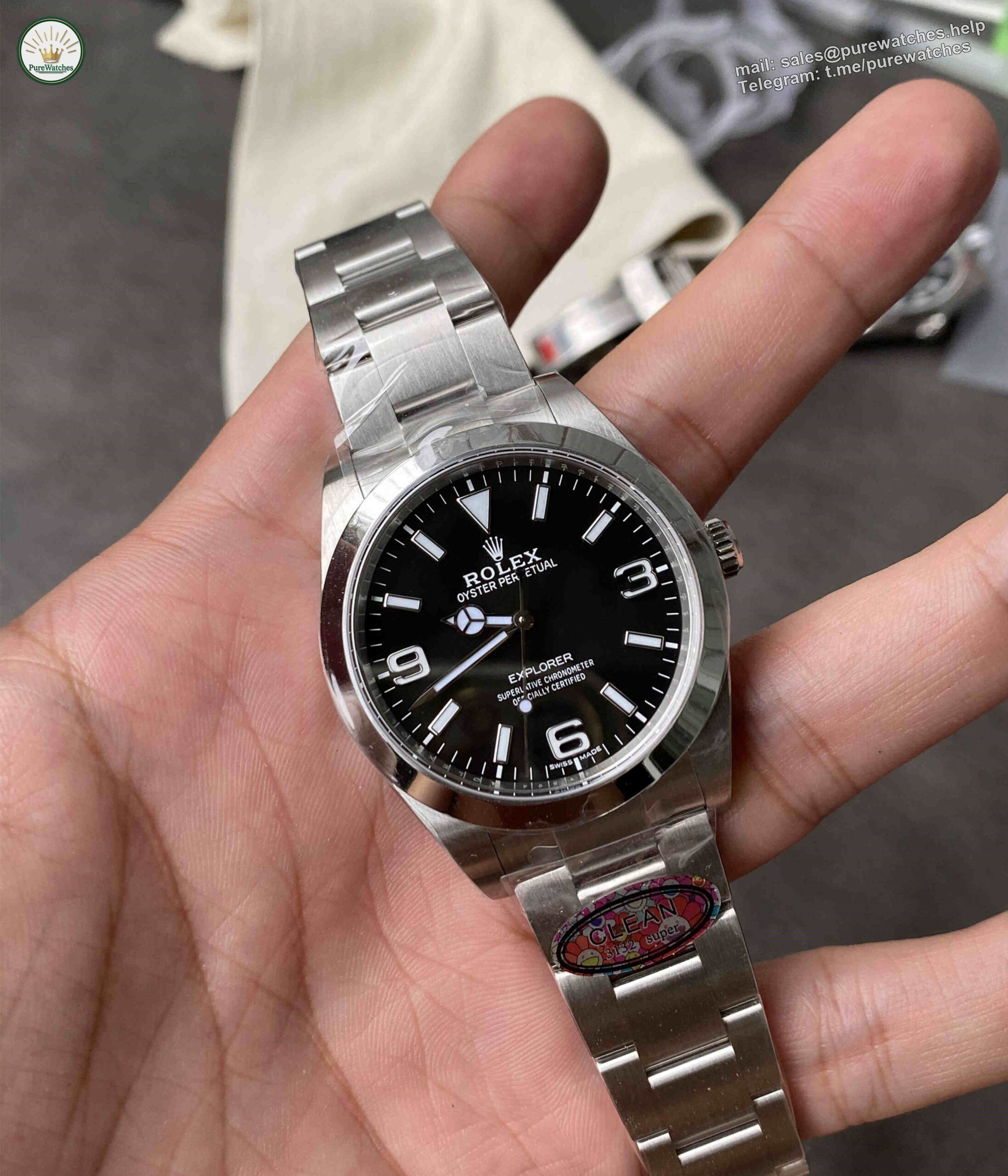 Clean Factory 214270 – 39mm Explorer I Black Dial Replica - Image 2