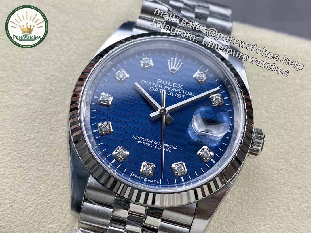 Clean Factory Datejust 36 126234 – Blue Tapestry Dial with Super Clone 3235 - Image 5