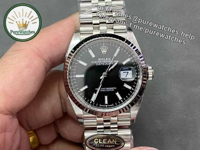 Clean Factory Datejust 36 126234 – 36mm Black Dial Rolex Clone