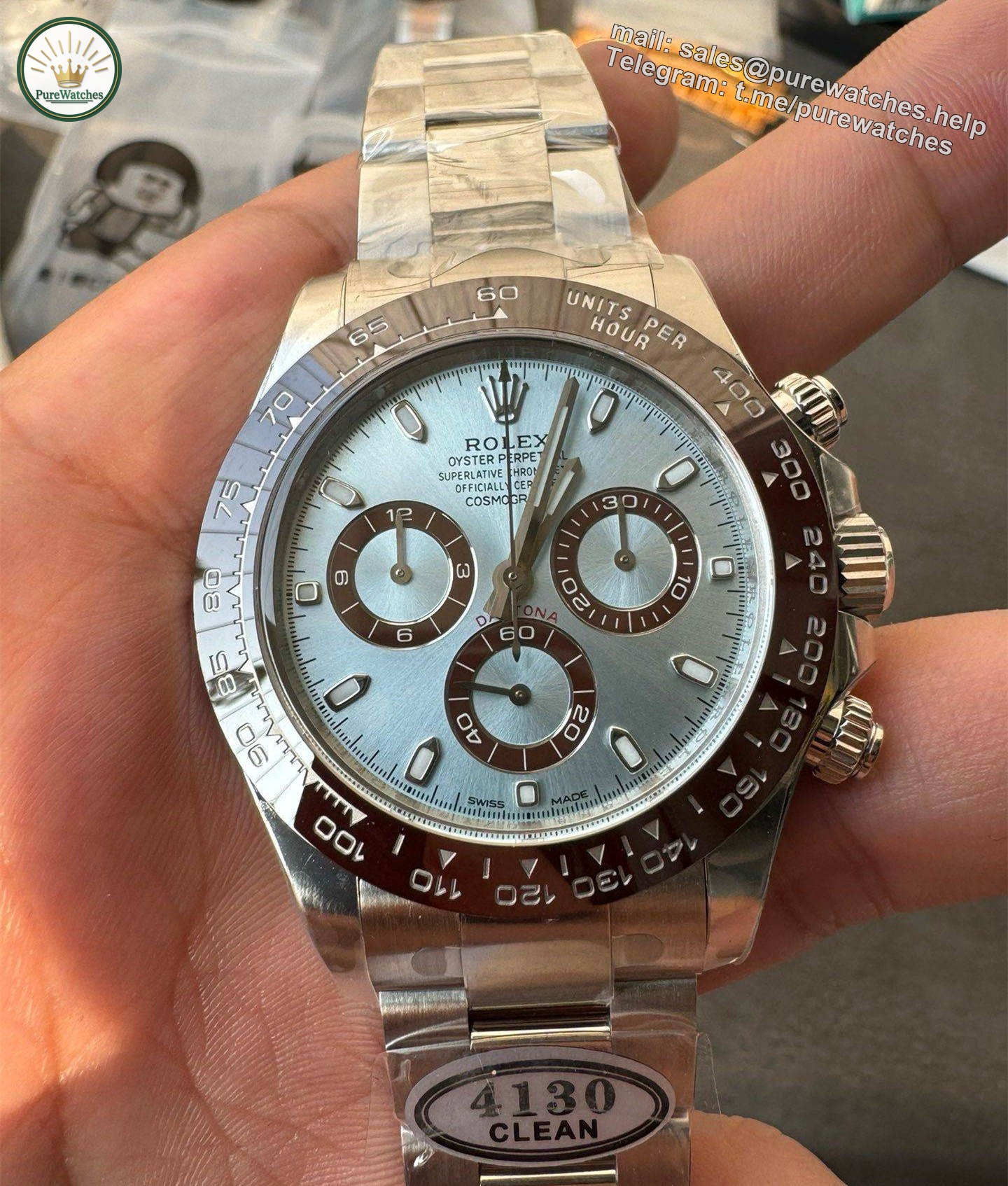 Clean Factory Daytona 116506 Middle East Dial �C Ice Blue Arabic Dial 4130 Super Clone - Image 3