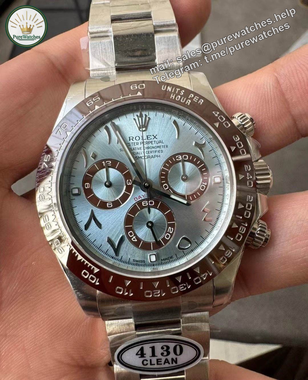 Clean Factory Daytona 116506 Middle East Dial �C Ice Blue Arabic Dial
