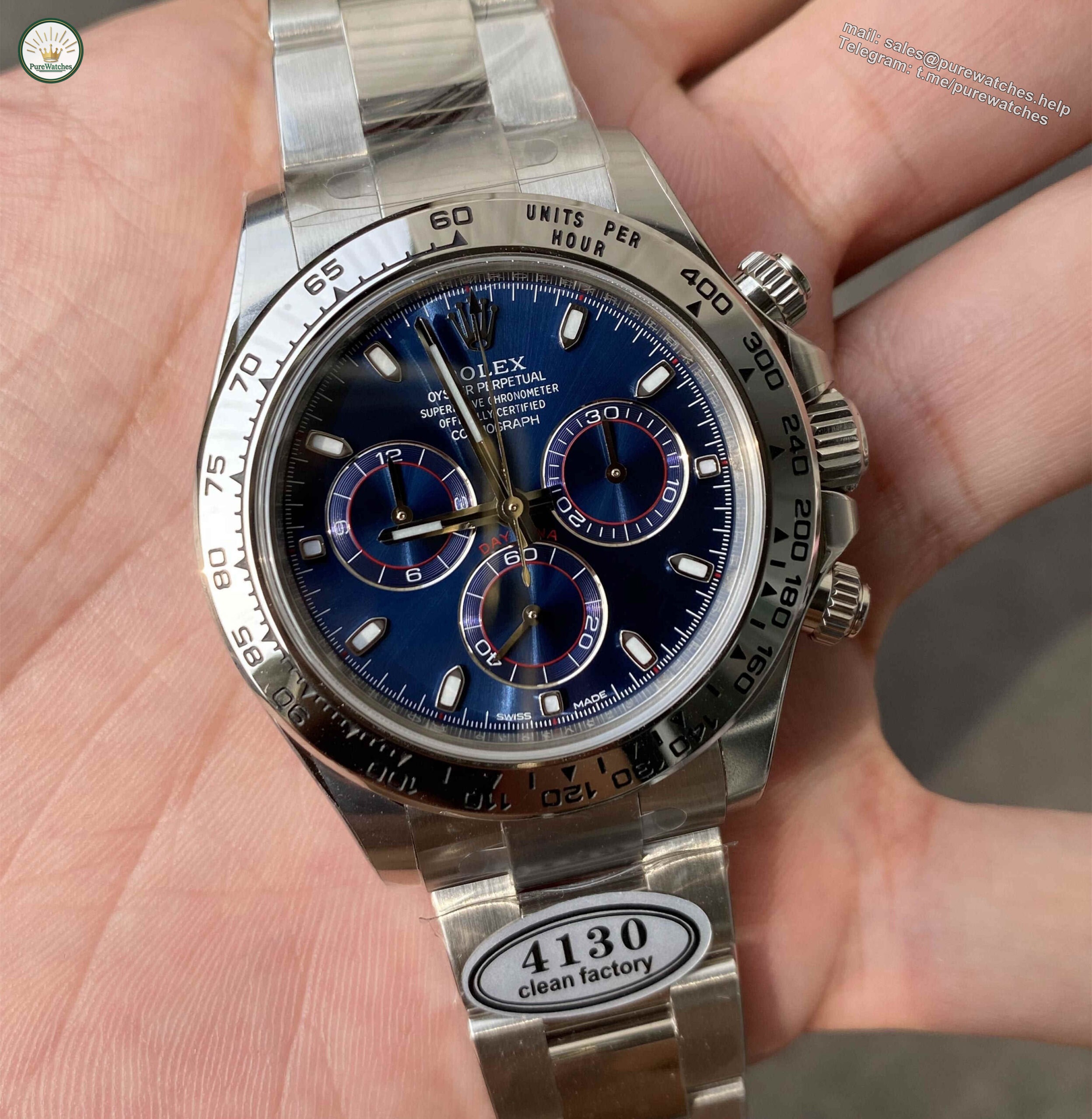 Clean Factory Daytona 116509 Replica ?C White Gold Blue Dial ??Blue Cat - Image 3