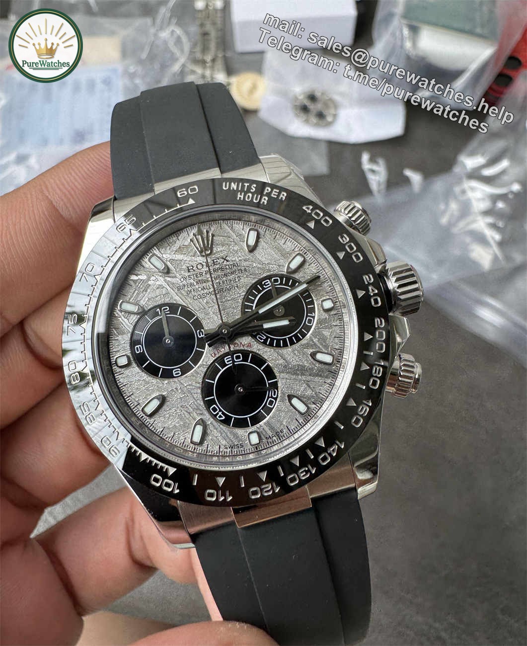 Clean Factory Daytona 4130 Meteorite Dial Replica (Grey Oysterflex RB Style) - Image 3