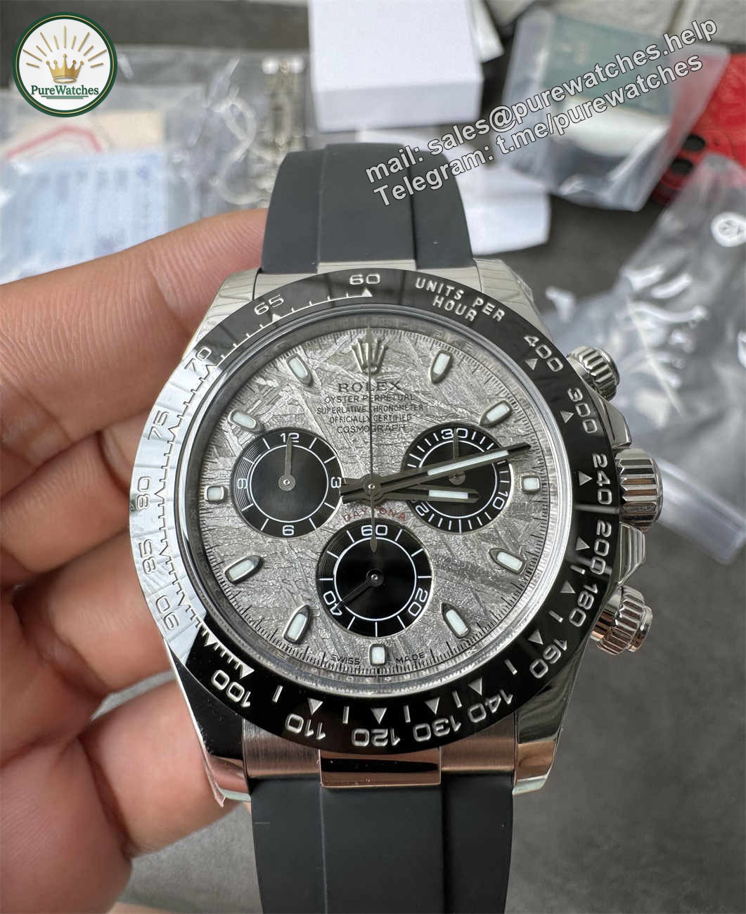 Clean Factory Daytona 4130 Meteorite Dial Replica (Grey Oysterflex RB Style)