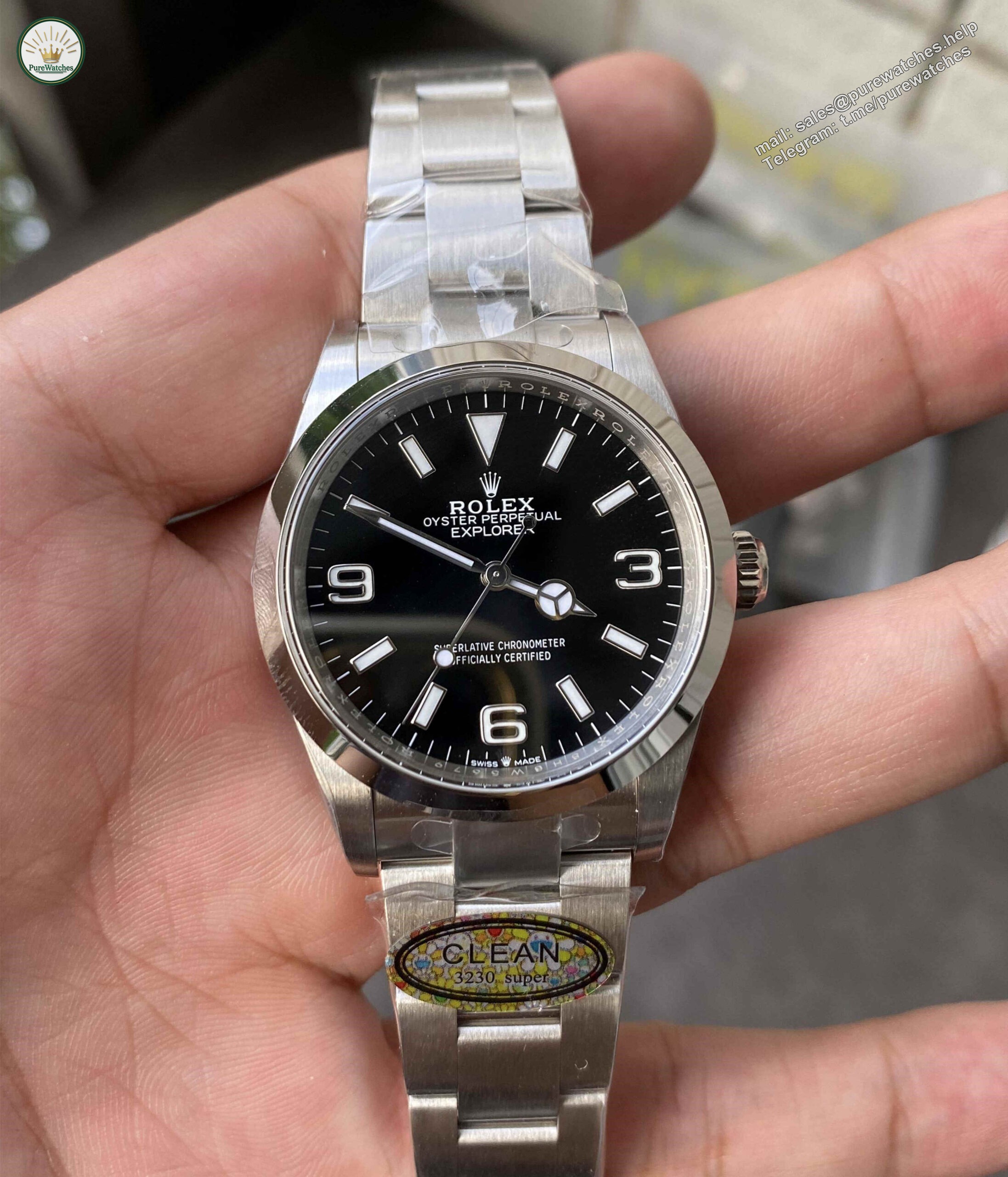 Clean Factory Rolex Explorer I 36mm – Black Dial Replica