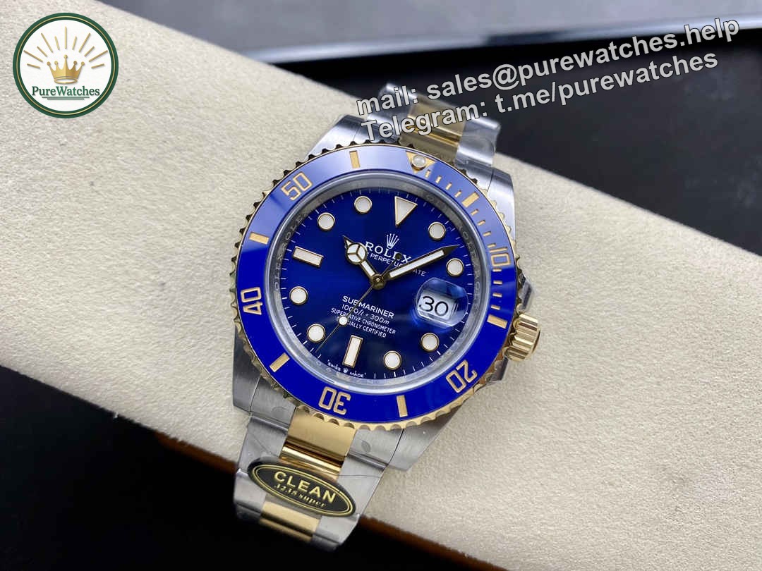 Clean Factory Rolex Submariner 126613LB – 41mm Two-Tone Blue Submariner Replica with 3235 Movement - Image 3