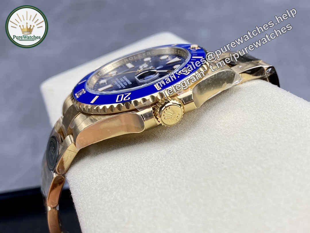 Clean Factory Rolex Submariner 126618LB – 41mm Full Gold Blue Submariner Replica - Image 6