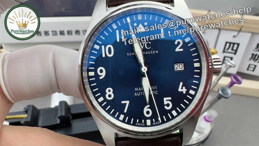 Premium IWC Mark 18 Blue Replica – 1:1 Aviation-Inspired Design with Stainless Steel Case & Automatic Movement - Image 2