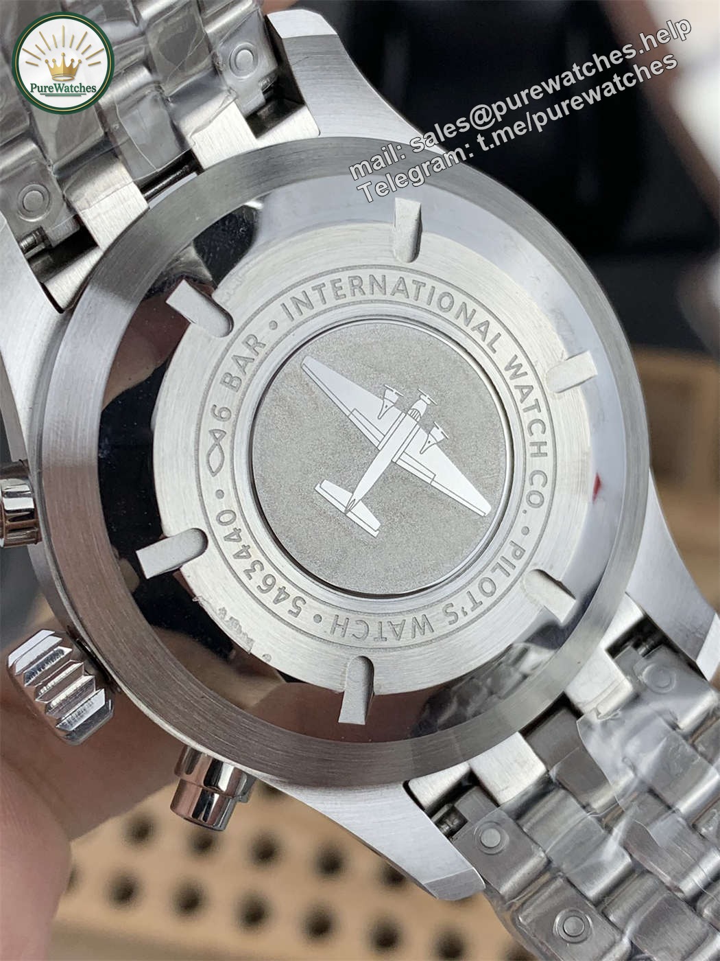 IWC Pilot IW377710 Replica – 43mm Black Dial Steel Chronograph - Image 6