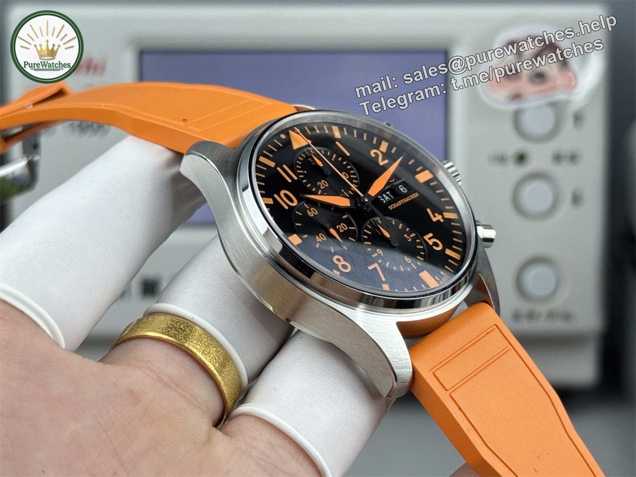 IWC Pilot IW388108 Replica – AMG Orange Dial Chronograph Edition - Image 6