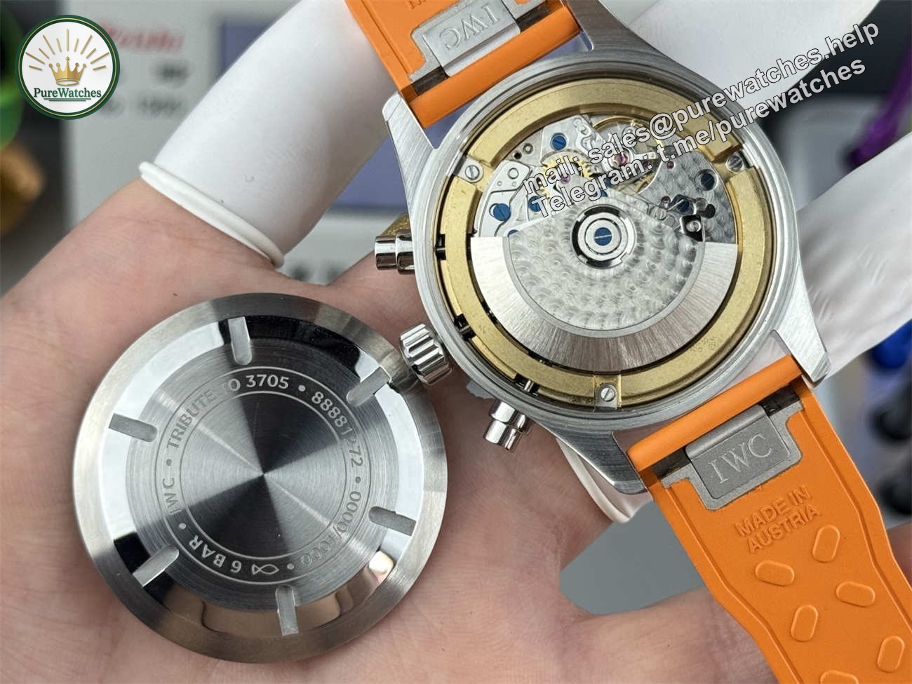 IWC Pilot IW388108 Replica – AMG Orange Dial Chronograph Edition - Image 8
