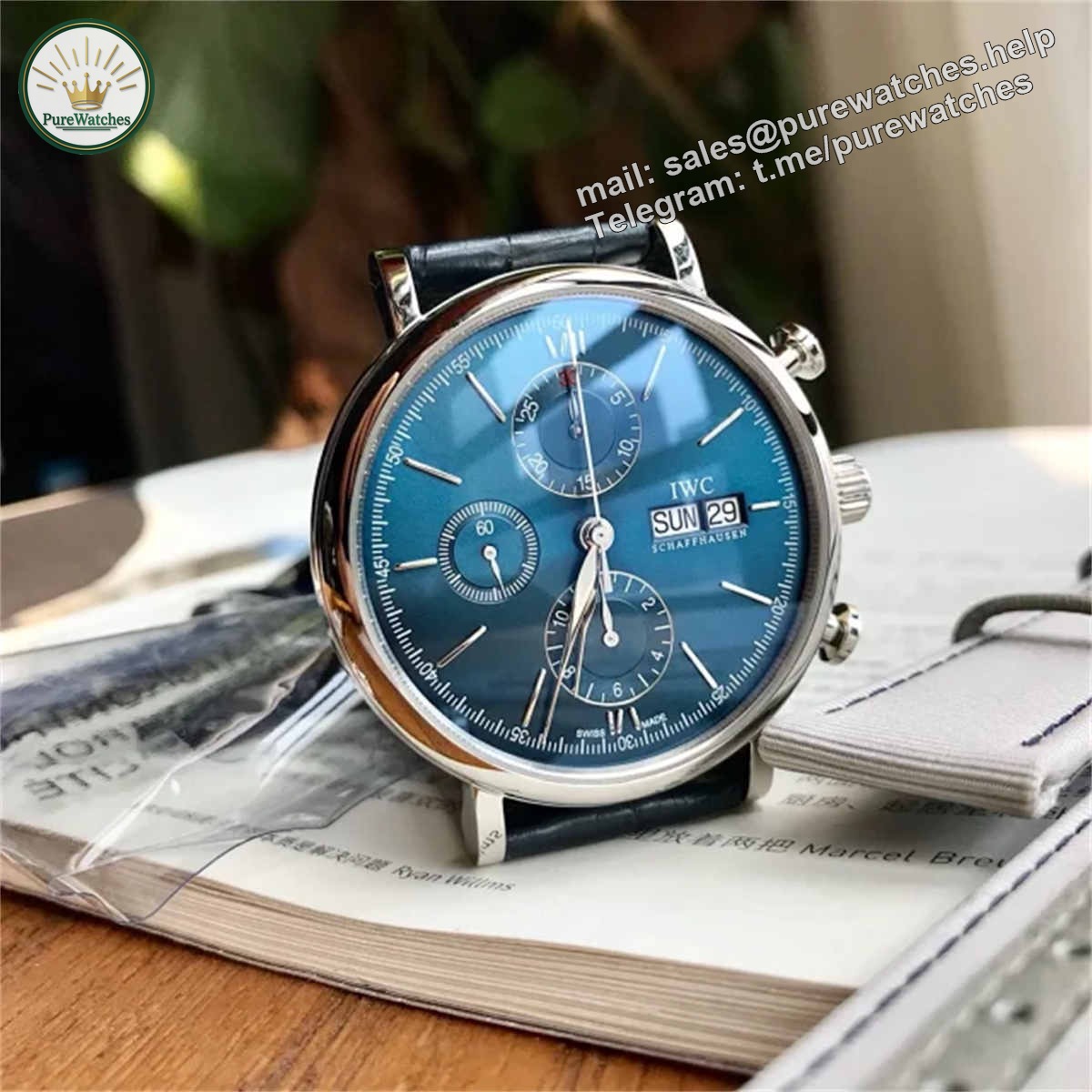 IWC Portofino Chronograph 7750 Replica – Blue Dial Luxury Dress Watch - Image 4
