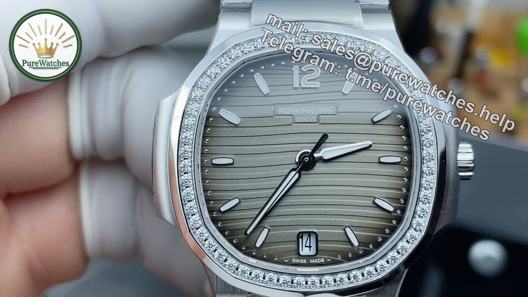 Patek Philippe Nautilus 7118 Replica – Grey Dial Diamond Bezel Ladies Watch - Image 3