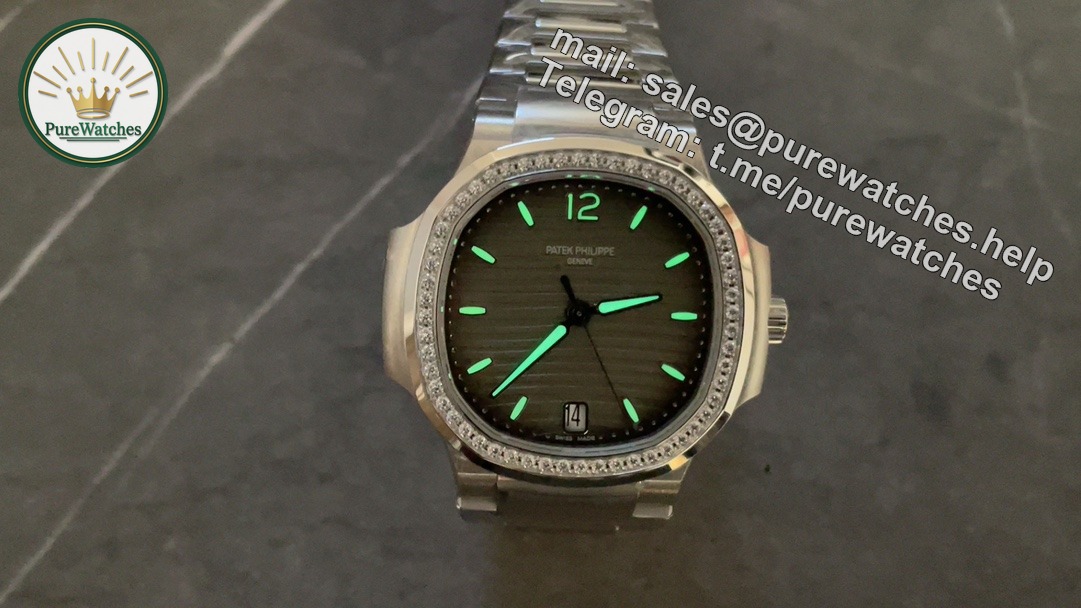 Patek Philippe Nautilus 7118 Replica – Grey Dial Diamond Bezel Ladies Watch - Image 2