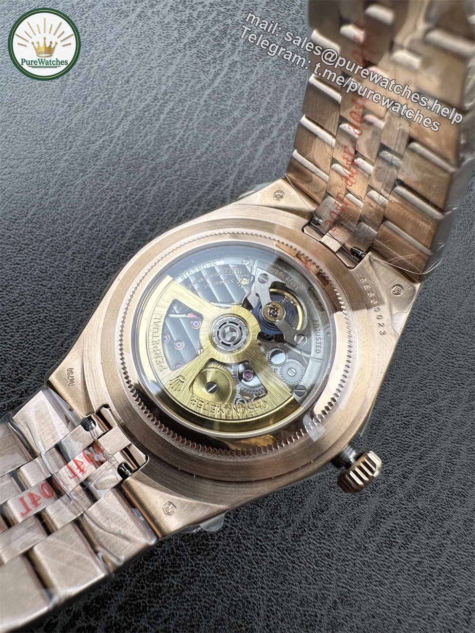 3B Factory Rolex 127385TBR 0003 Replica ?C Rose Gold Diamond Bezel Honeycomb Dial - Image 8