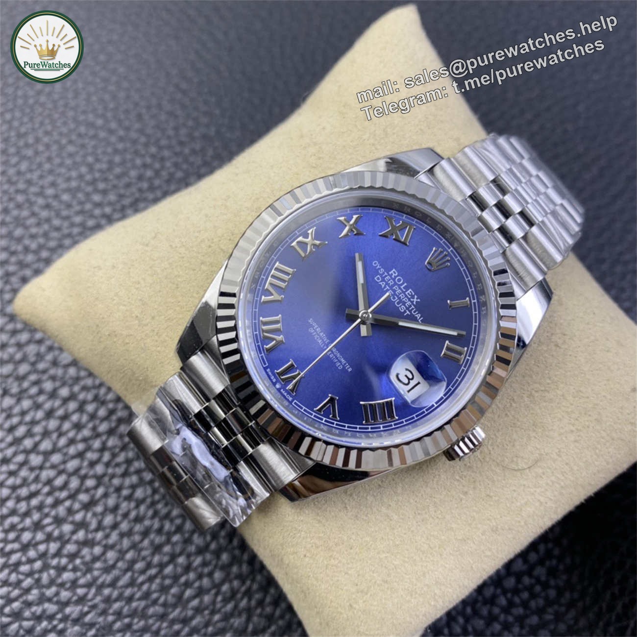 Rolex Datejust 41 Blue Roman Dial – Clean Factory Jubilee Replica Watch - Image 3