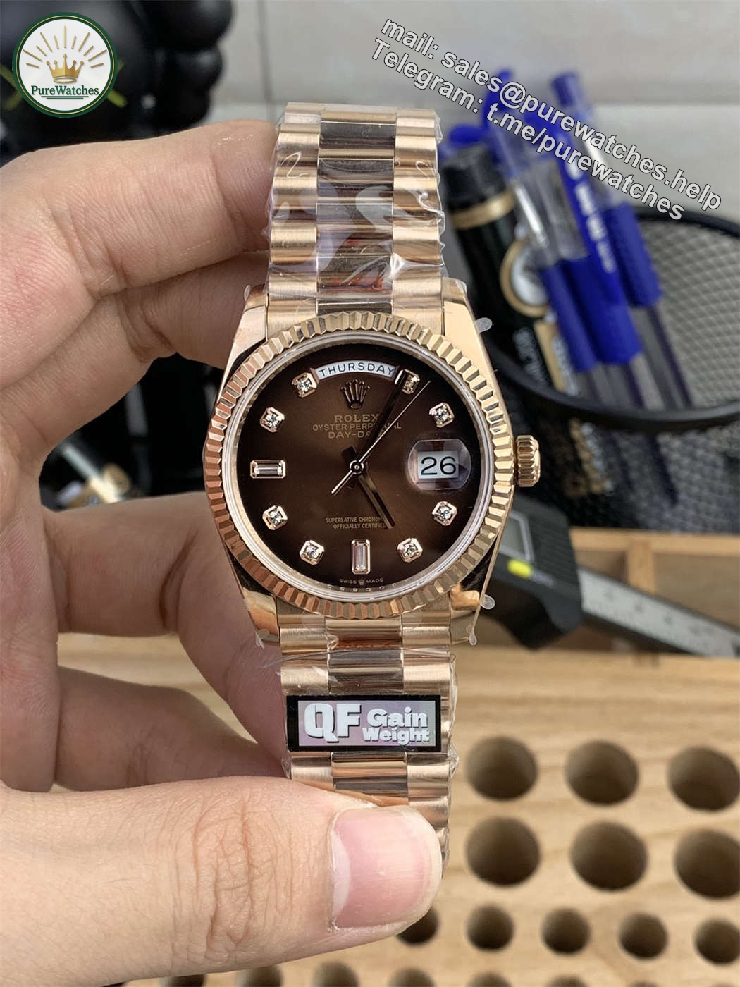 Rolex Day-Date 36 Gold Replica – Everose Gold President Watch with 3255 Clone Movement