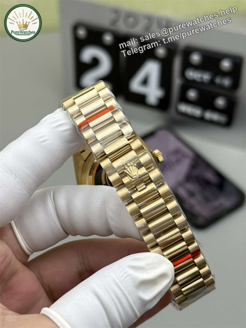 Rolex Day-Date 36 Green Roman Replica (QF Factory) – 158g Tungsten Gold - Image 5