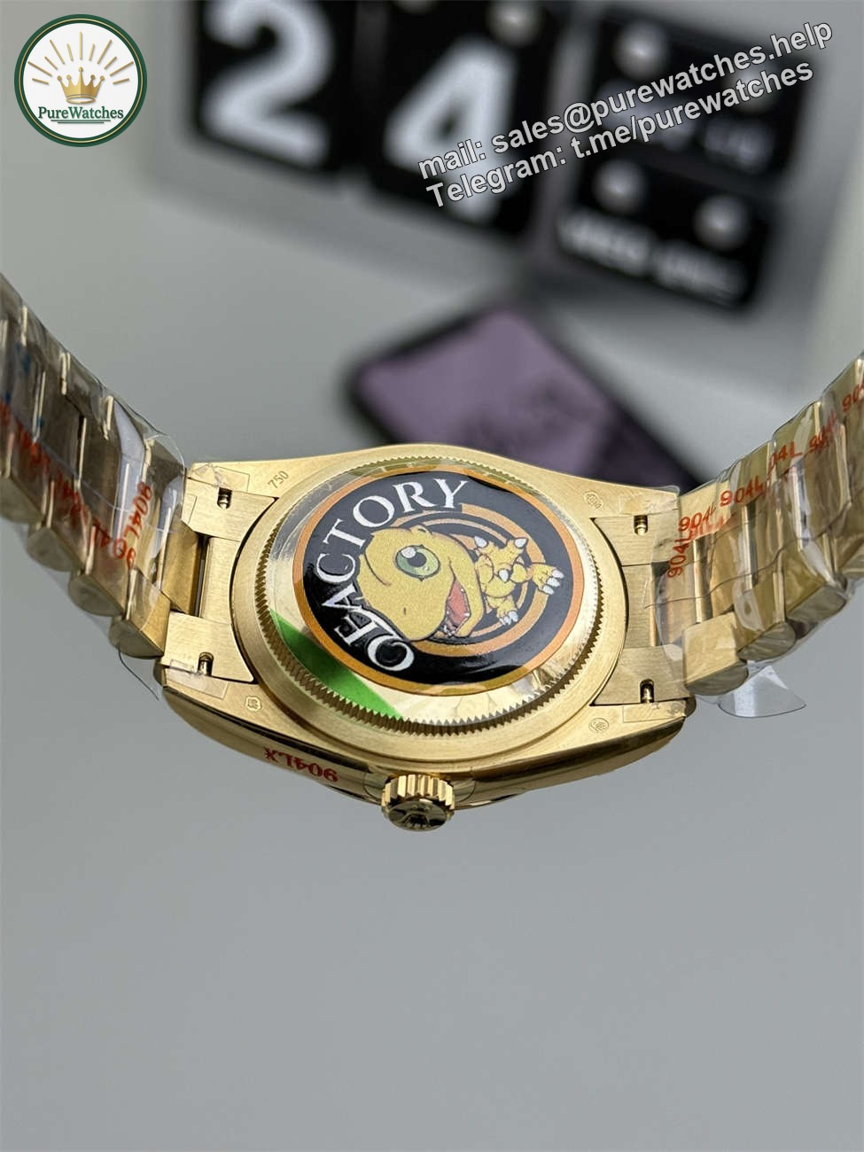 Rolex Day-Date 36 Green Roman Replica (QF Factory) – 158g Tungsten Gold - Image 6