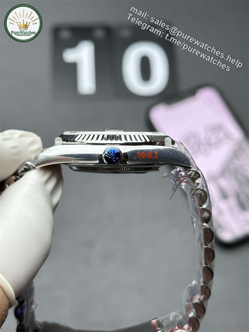 Rolex Day-Date 36 White Gold Replica (QF Factory) – 158g Tungsten Blue Ombré - Image 3