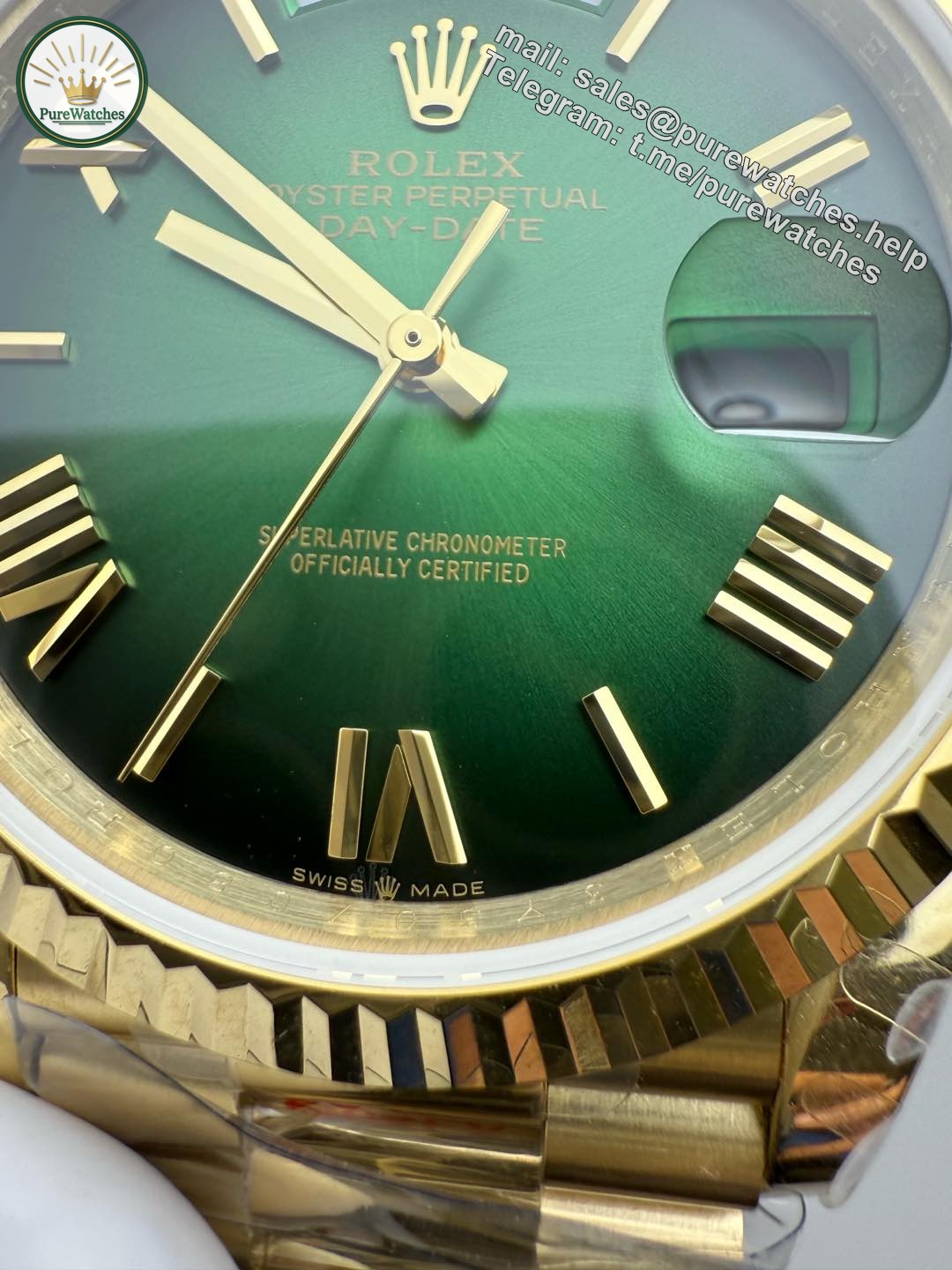 Rolex Day Date Green QF Factory 184g Replica – Full-Weight Black/Green Dial - Image 4