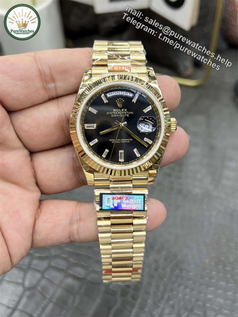 Rolex Day‑Date QF Factory 184g Replica – Black Dial, Full-Weight