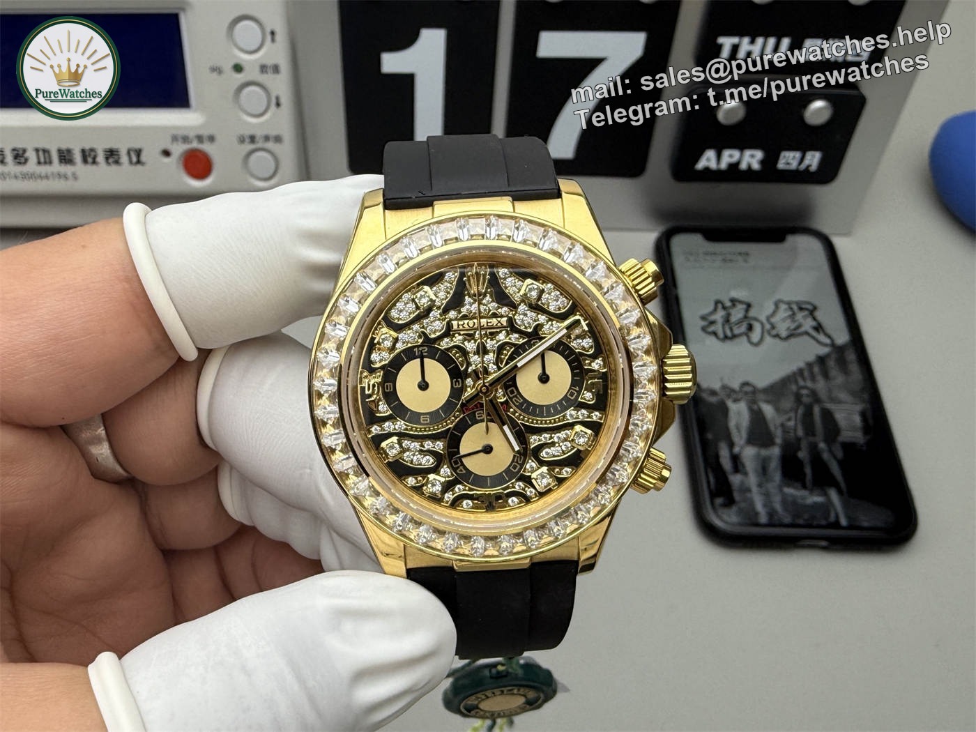 Rolex Daytona 116588 TBR Replica – Custom Diamond Dial Yellow Gold Chronograph