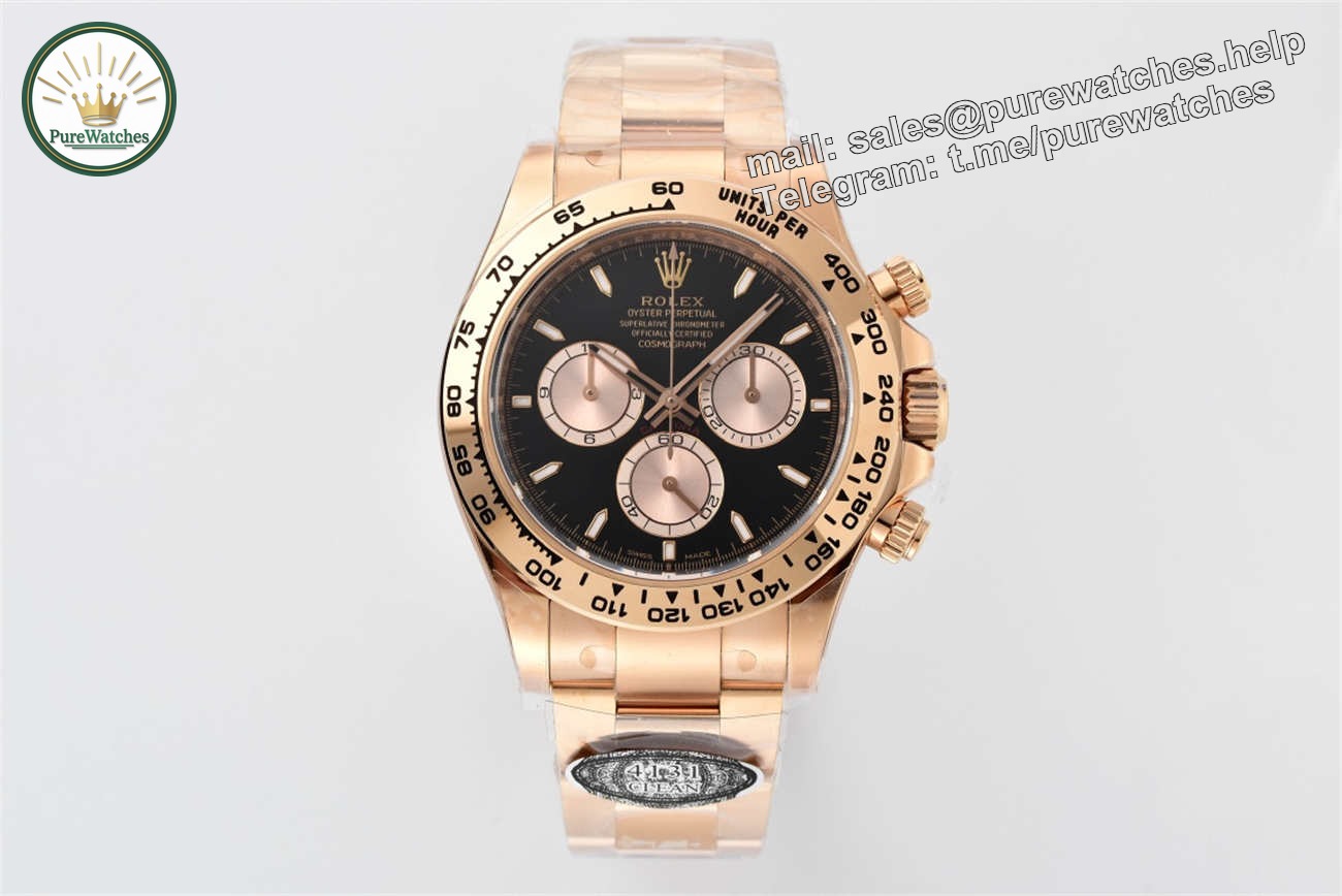 Clean Factory Rolex Daytona 126505 Replica �C Rose Gold Black Dial (4131 Movement)