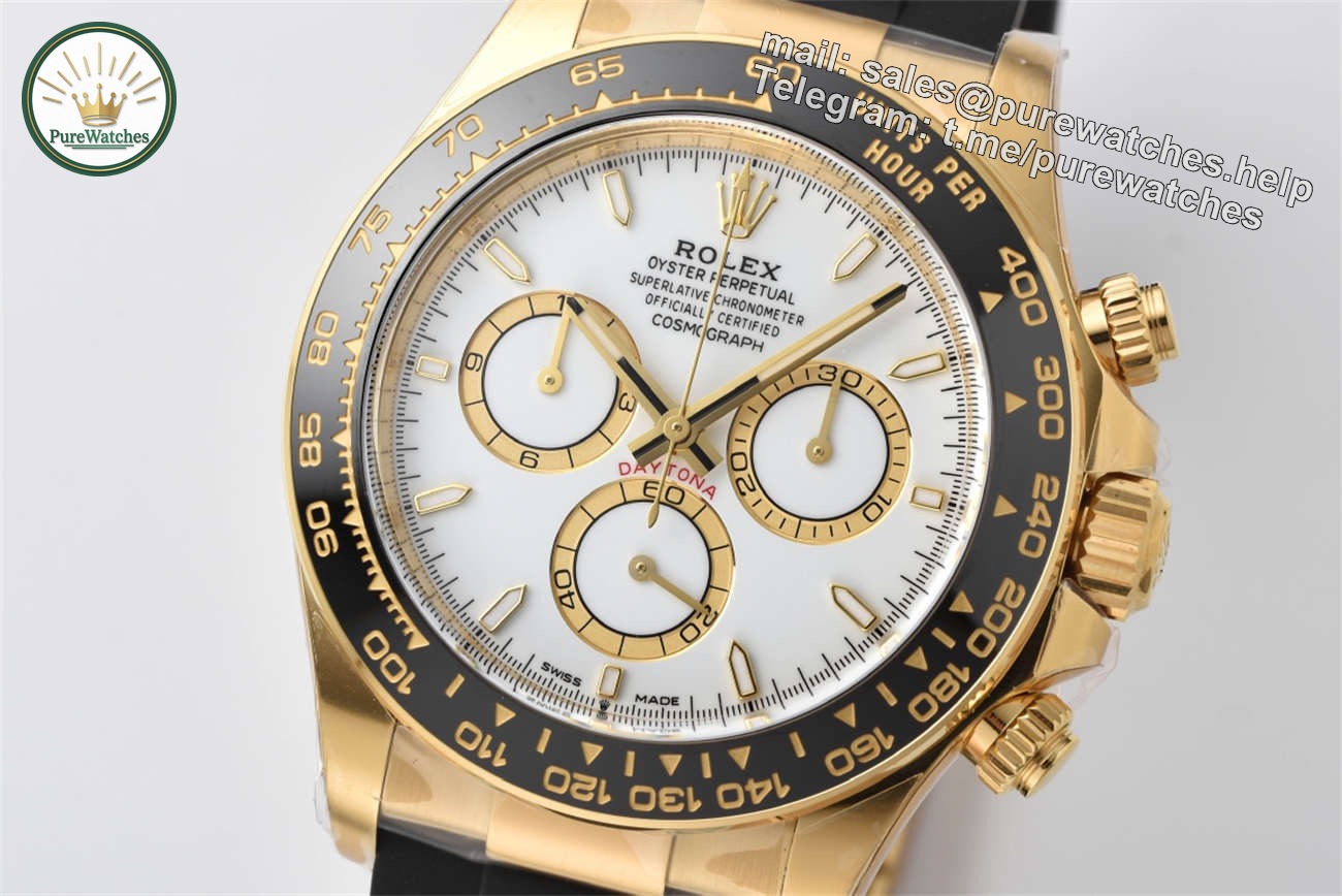 Clean Factory Rolex Daytona 126518LN Replica �C White Dial Gold Oysterflex (4131) - Image 2