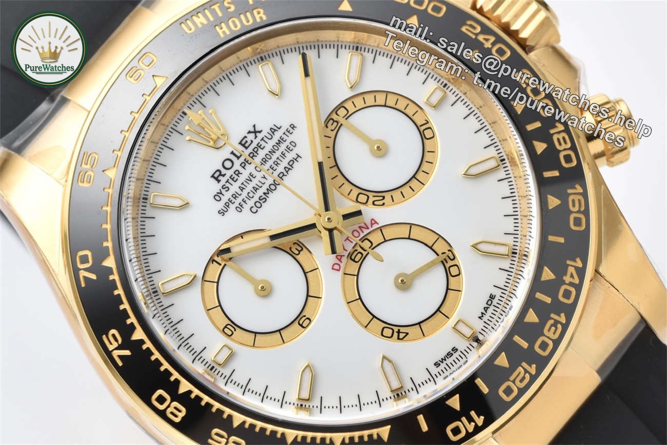 Clean Factory Rolex Daytona 126518LN Replica �C White Dial Gold Oysterflex (4131) - Image 3