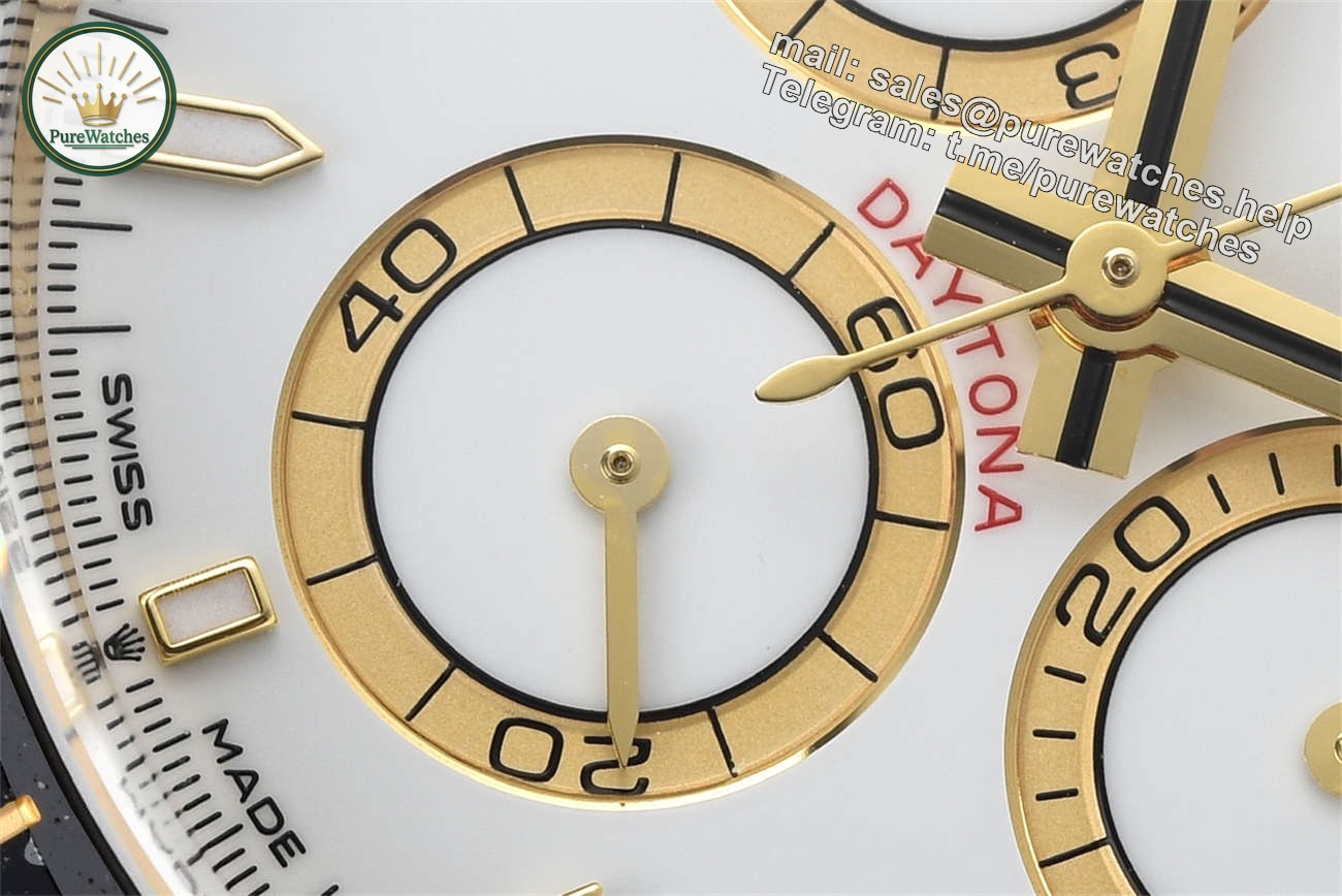 Clean Factory Rolex Daytona 126518LN Replica �C White Dial Gold Oysterflex (4131) - Image 5