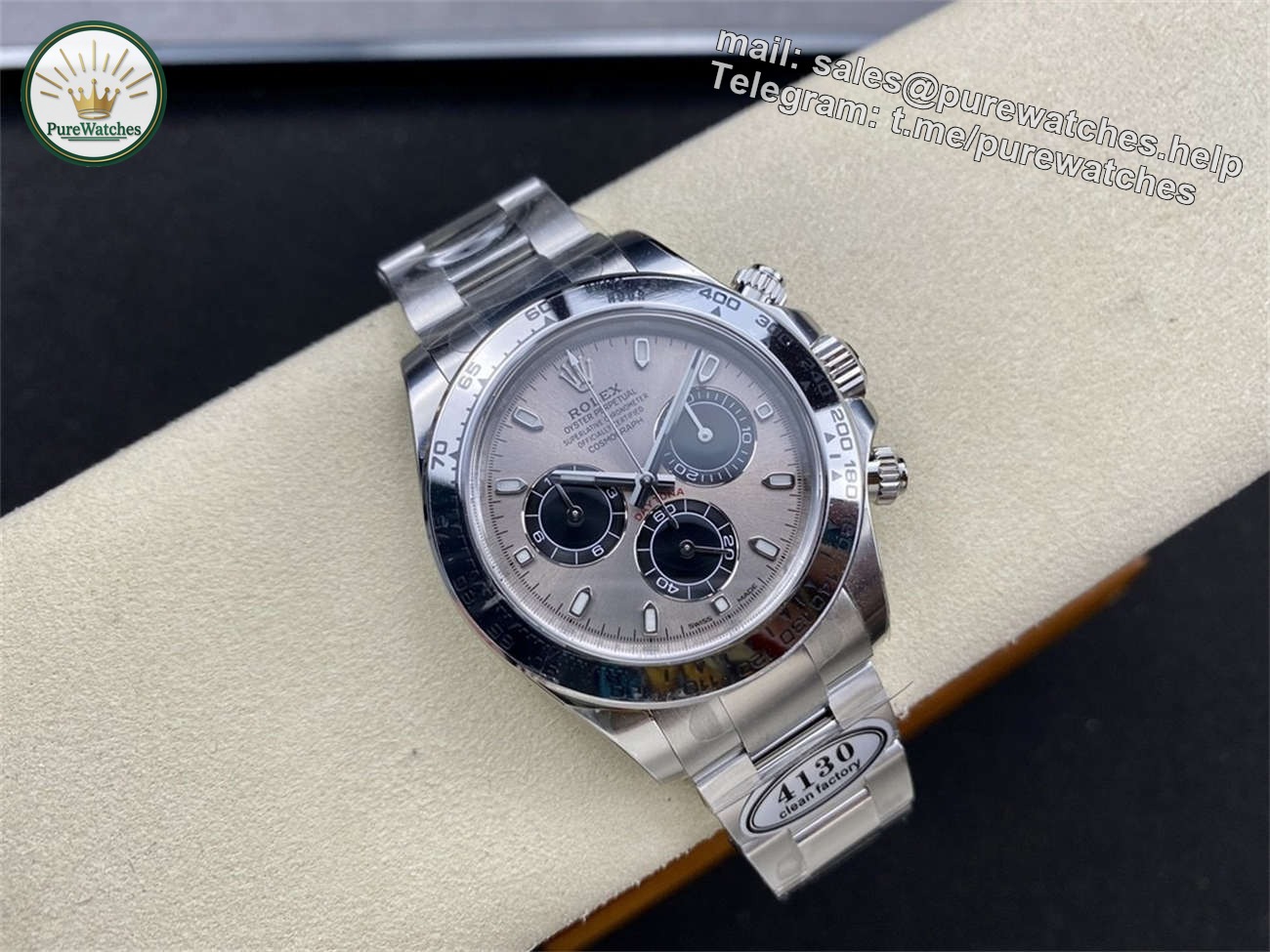 Rolex Daytona Cement Dial Replica �C Clean Factory White Gold Bracelet - Image 3
