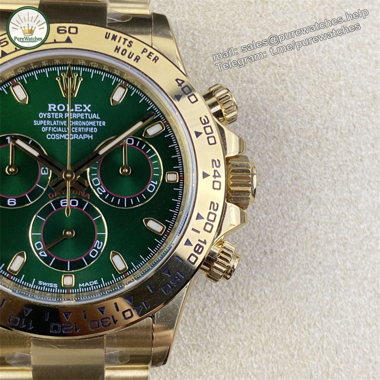 Rolex Daytona Green Dial Replica �C Clean Factory Yellow Gold 4130 Edition - Image 6