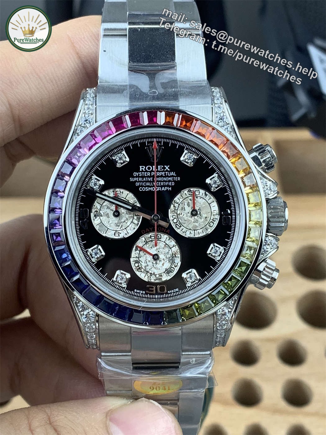Rolex Daytona Rainbow Replica 116599 RBOW – ZF Factory White Gold 4130 Movement
