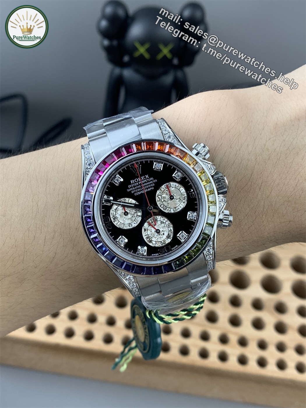 Rolex Daytona Rainbow Replica 116599 RBOW – ZF Factory White Gold 4130 Movement - Image 2