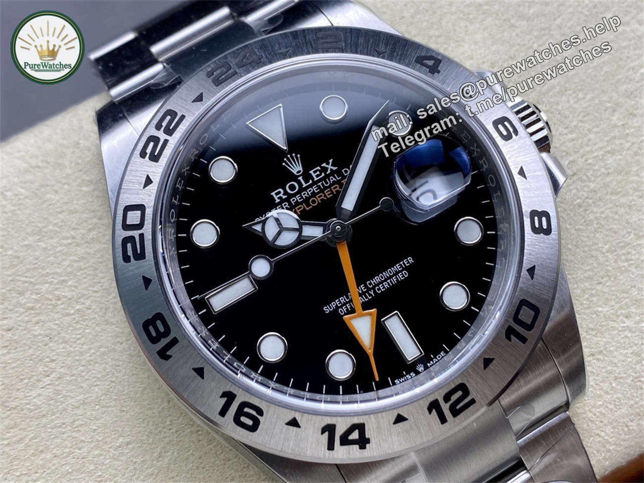 Clean Factory Rolex Explorer 2 16570 Homage – 40mm Stainless Steel GMT Replica Watch - Image 2