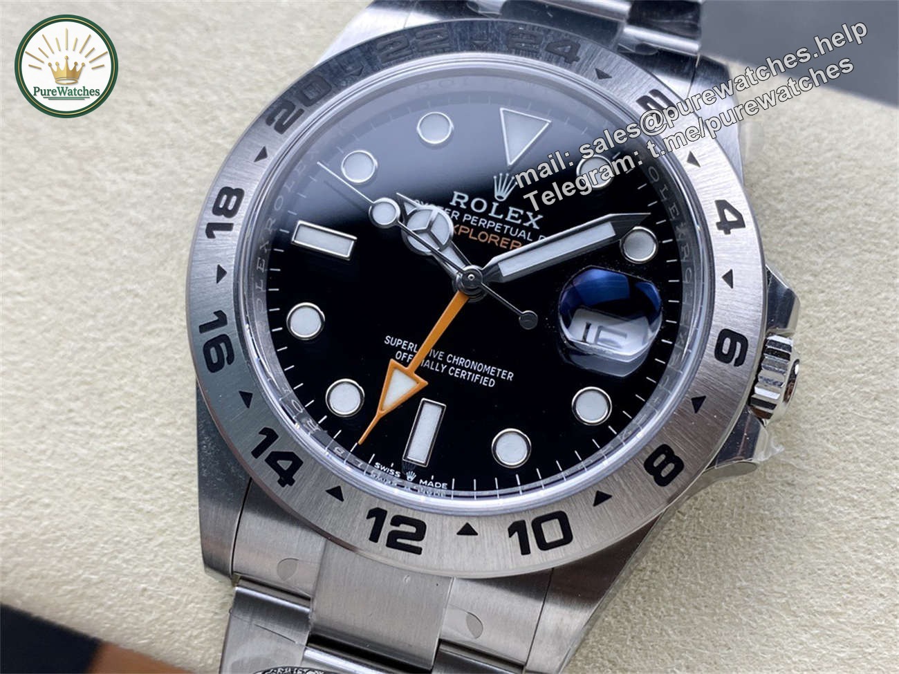 Clean Factory Rolex Explorer 2 16570 Homage – 40mm Stainless Steel GMT Replica Watch - Image 3