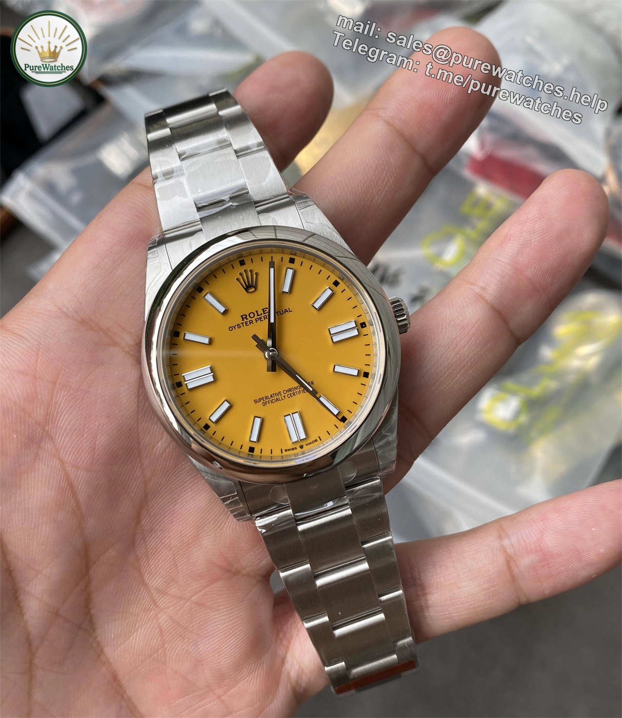 Rolex Oyster Perpetual 41 Yellow Dial Replica – VS Factory M124300-0004 with Dandong 3235 Movement - Image 3
