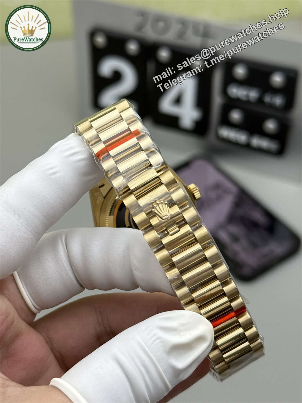 Rolex President 36mm Replica (QF Factory) – 158g Tungsten Green Ombré Diamond - Image 5